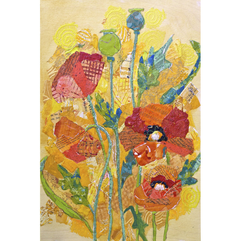 Poppy Collage I by Elizabeth St. Hilaire - Wrapped Canvas Painting, 122cm H x 81cm W x 3.8cm D