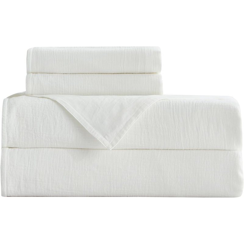 Breeze Cotton Gauze Duvet Cover Set, King Duvet Cover + 2 King Shams, White