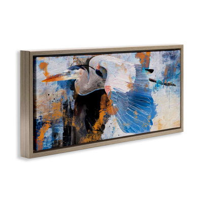  «Heron with Abstract Splatter», art mural encadré flottant par Porter Hastings