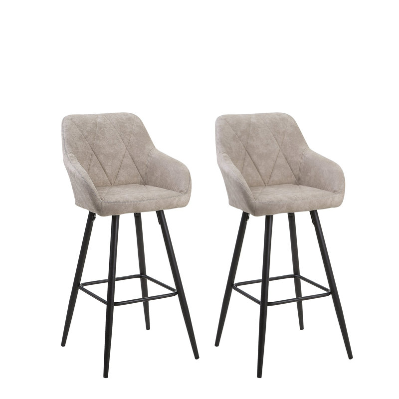 Maxman Upholstered Counter Stool with Metal Frame, Beige