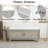 Bohemian Rattan Storage Bench with Cushion Seat Wooden Shoe Cabinet Bench for Entryway Hallway-2135780351