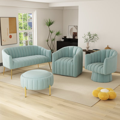 Ingimoth 4 - Piece Velvet Living Room Set by Mercer41