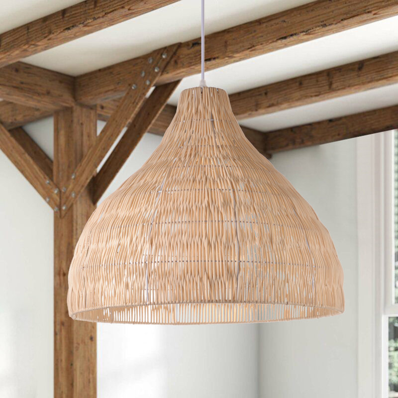 Aundray 1 - Light Natural Dome Pendant, 15.75"H x 15.75"W x 15.75"D