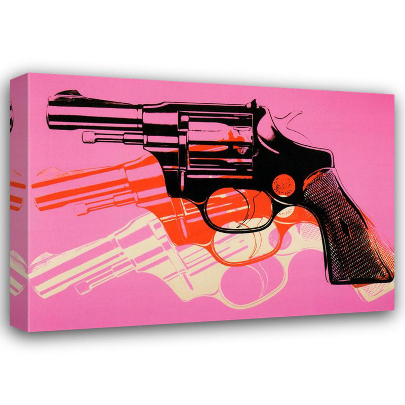Pistolet, c. 1981-82 (noir, blanc, rouge sur rose), H 17 po x l 24 po