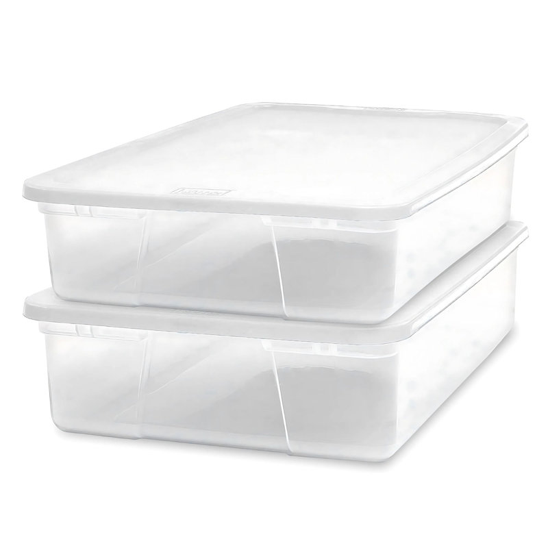 Homz Stackable Plastic Storage Container, White, 28 qt