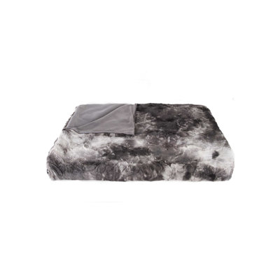 50" X 70" Taupe and Ivory Faux Fur Plush Throw Blanket