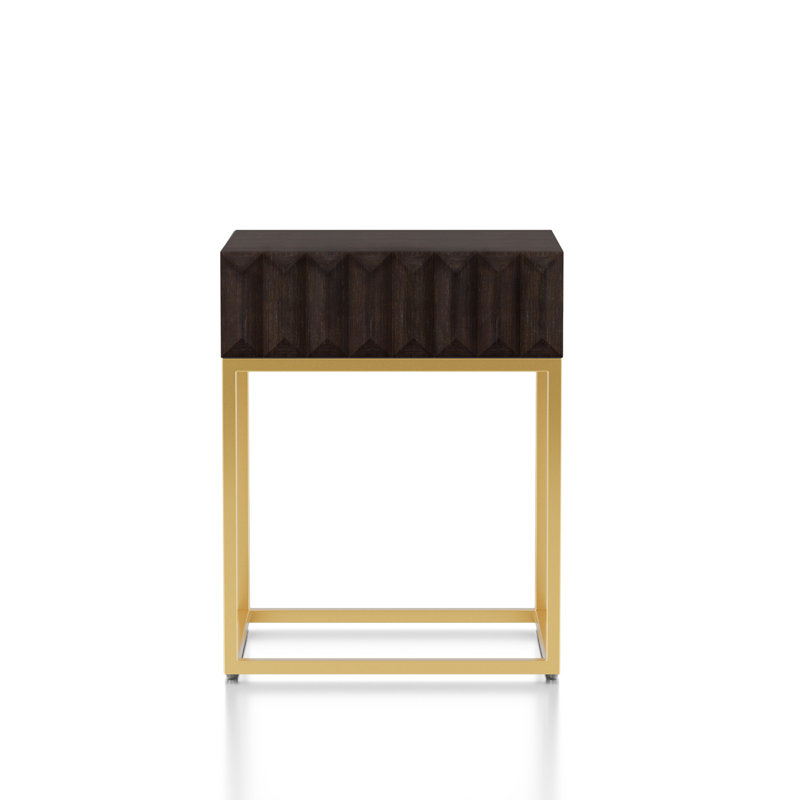 Pawlak 24'' Tall Frame End Table with Storage, Walnut
