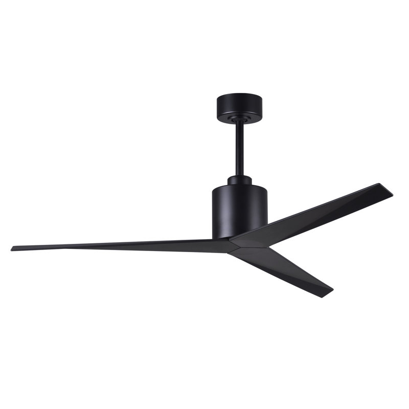 Malone 56" 3-Blade Standard Ceiling Fan with Remote Control, Matte Black, Matte Black