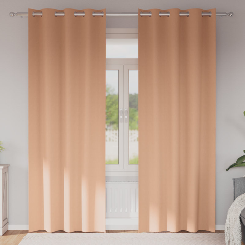 Tacorian Curtain Pair, Light Brown, 140cm Width x 225cm Drop