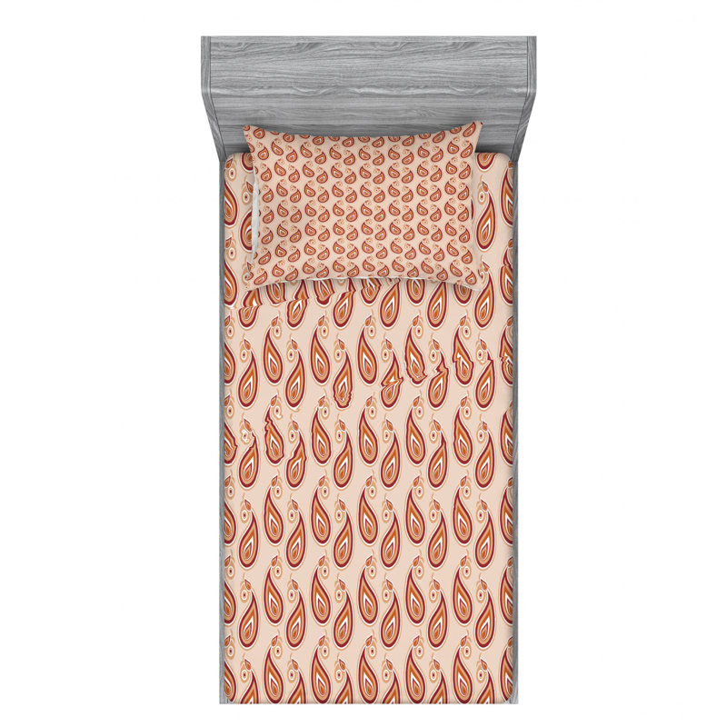 Microfiber Floral Sheet Set, Twin Sheet Set + Fitted Sheet + 1 Pillowcase, Abstract
