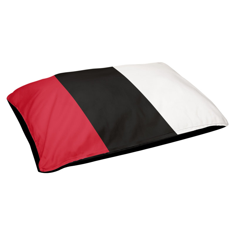 Coussin rectangulaire designer Atlanta, Petit (L 18 po x l 28 po), Rouge / noir / blanc