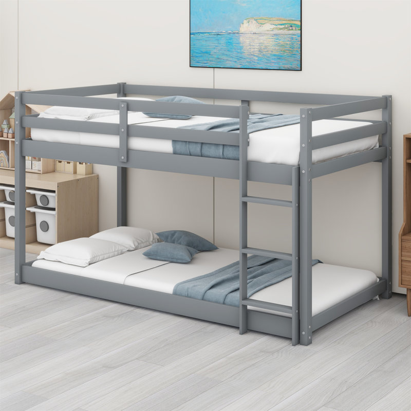 Felim Kids Twin Over Twin Bunk Bed, Gray