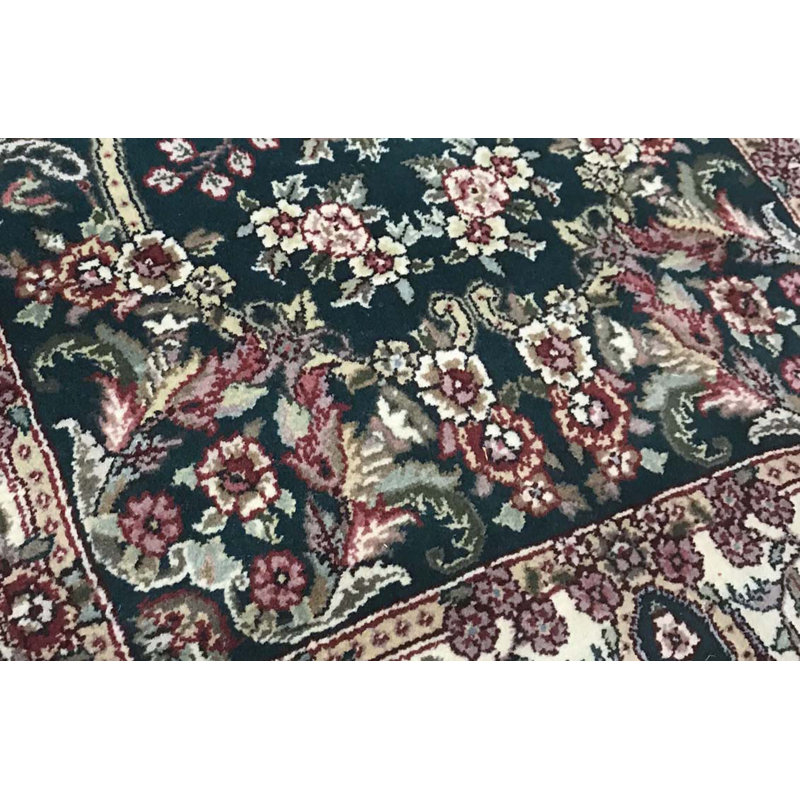Prince Wool Oriental Area Rug in Dark Green