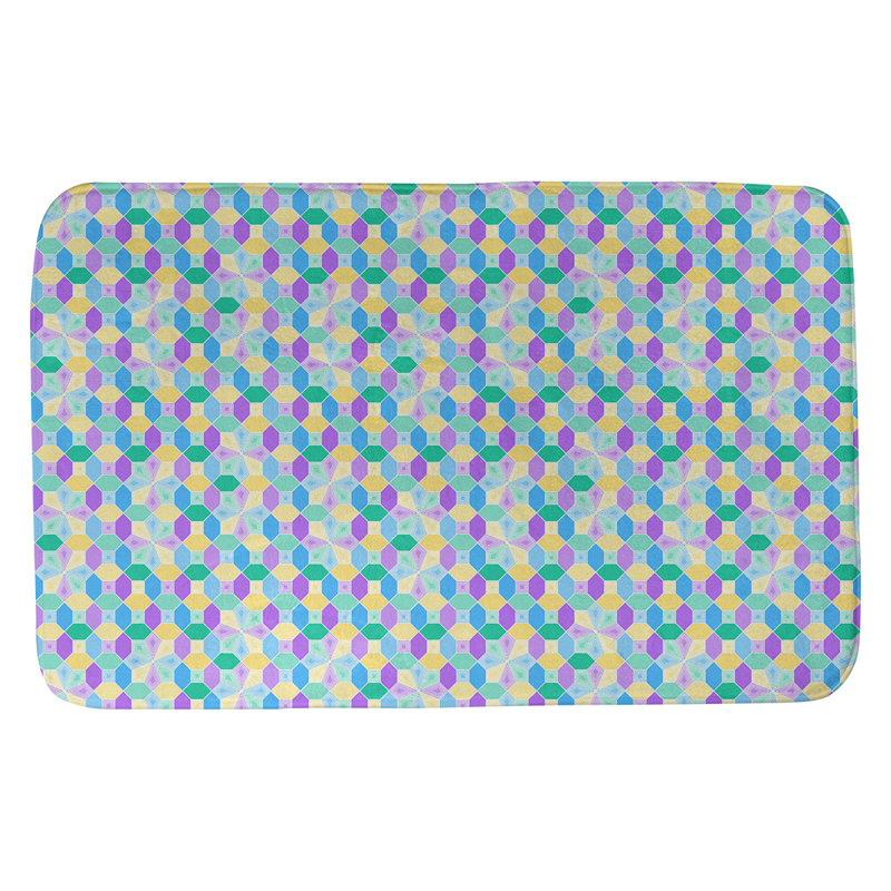 Tapis pour salle de bain en verre coloré Leffel, l 23 po x L 36 po, Vert / Brun clair / Mauve