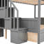 Lit superposé simple au-dessus d'un lit double gris avec tablettes, escalier et 2 tiroirs gris - Maximisez l'espace et le côté pratique de la chambre à coucher avec escalier. Fournir un confort-1586623556