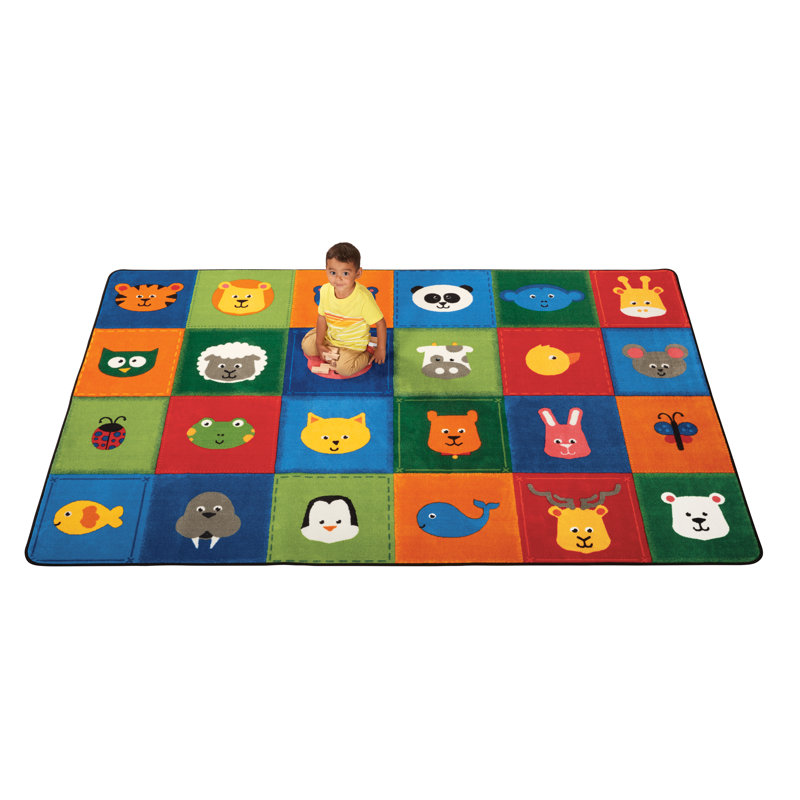 Animal Patchwork KIDSoft Tufted Multi Color Area Rug, Rectangle 4' x 6'