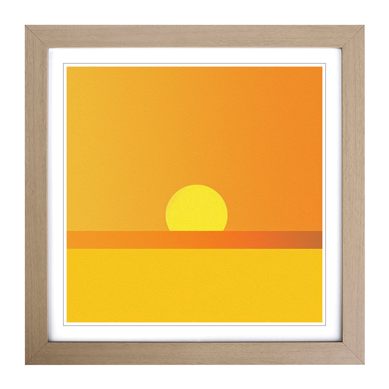 Sun Minimalism No.1 - Single Picture Frame Print on Wood, Oak