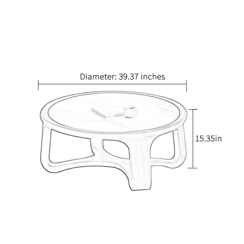 Table basse minimaliste de style Renaissance, H 15,35 po x L 39,37 po x l 39,37 po