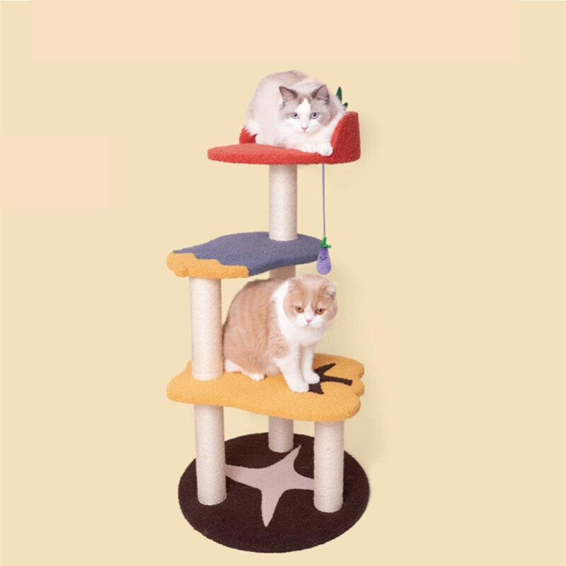 3 Tiers Cat Tree with Condons,Perch,Scratching Posts
