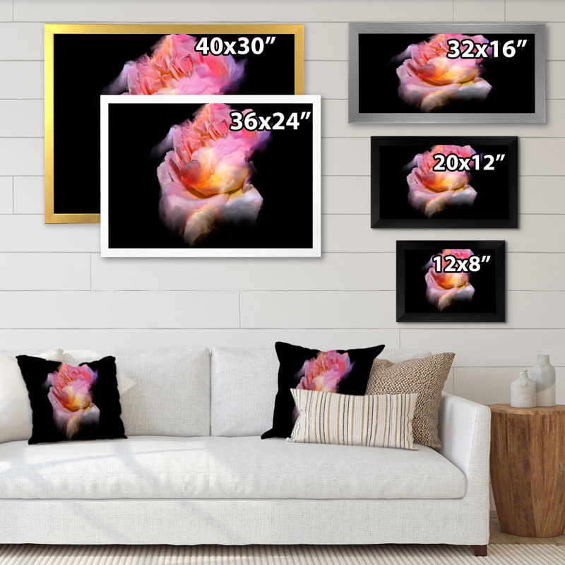Multi Fractal Flower - reproduction d'art sur toile tendue, Cadre photo noir, H 8 po x l 12 po x P 1 po