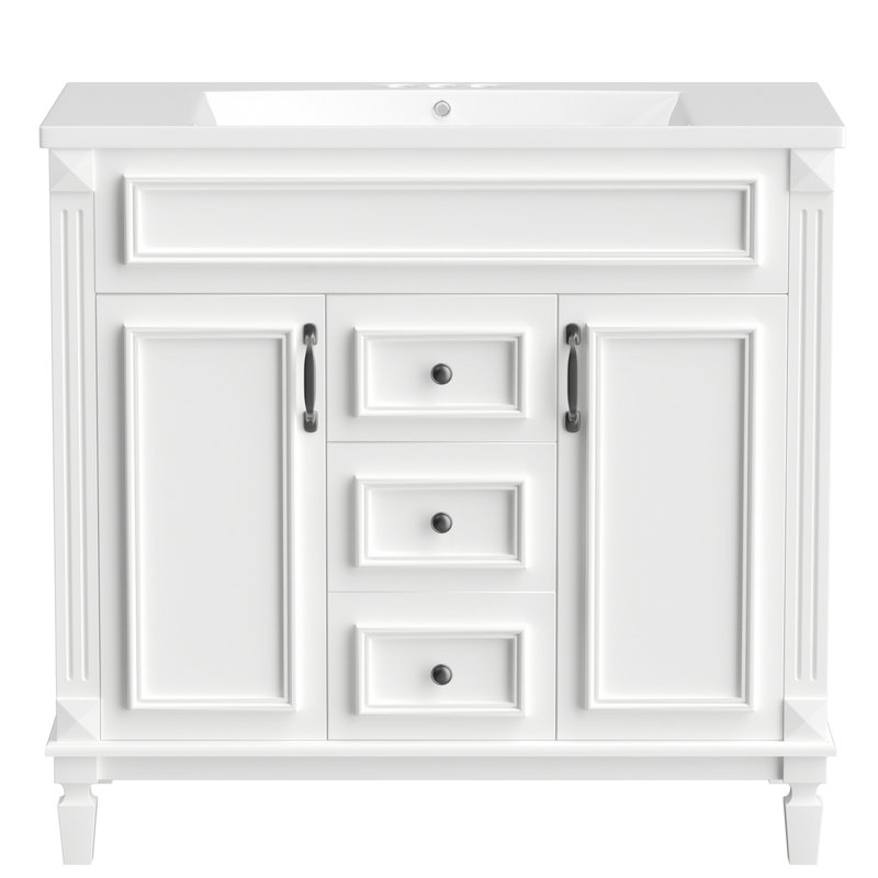 Meuble-lavabo avec rangement en résine 35,99 po, Blanc