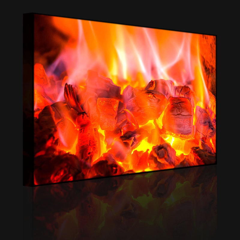Charcoal Fire by No - Wrapped Canvas Print, 40cm H x 60cm W x 4.5cm D, Without lighting