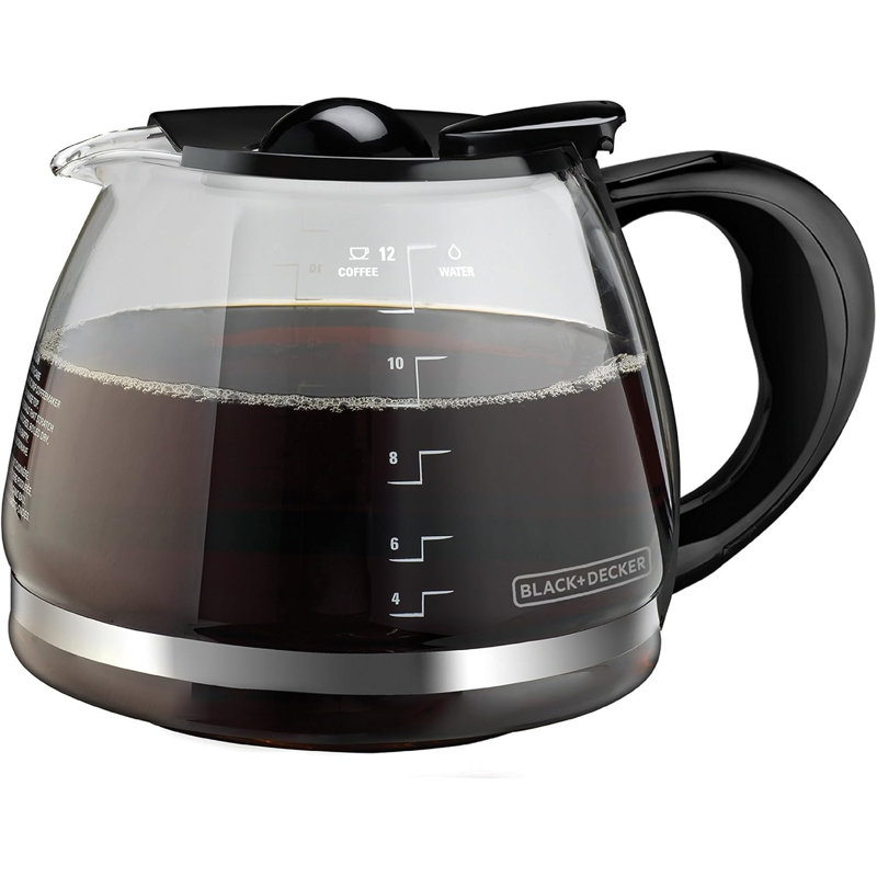 BLACK+DECKER 12-Cup Replacement Carafe, GC3100B, Duralife Glass, Dishwasher-Safe, 2 Extra Lids