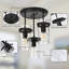 Levona 3- Light Semi Flush Mount Ceiling Light with Clear Hammered Glass Shade (Matte Black)-1332205982
