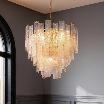24" 9-lights Luxury Chandelier With Hammered Glass