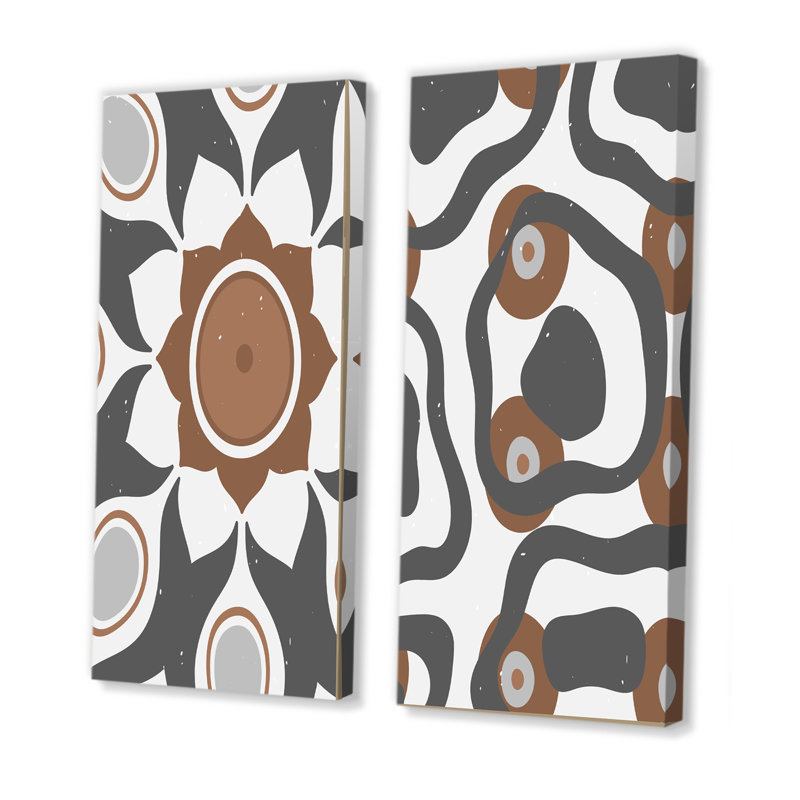 «Retro Abstract Colorful Colorful Geometric Designs IX», ensemble de 2 impressions, Toile tendue, H 40 po x l 40 po