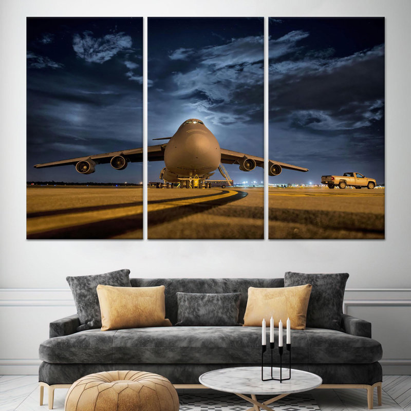 Art mural en verre Lockheed: toile imprimée décor de l'aviation, toile tendue 3P, 23,6 po H x 47,2 po l
