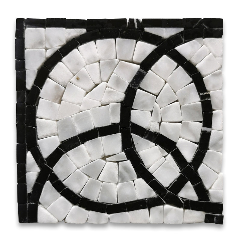 Carreau décoratif en marbre blanc / noir 4 po x 4 po
