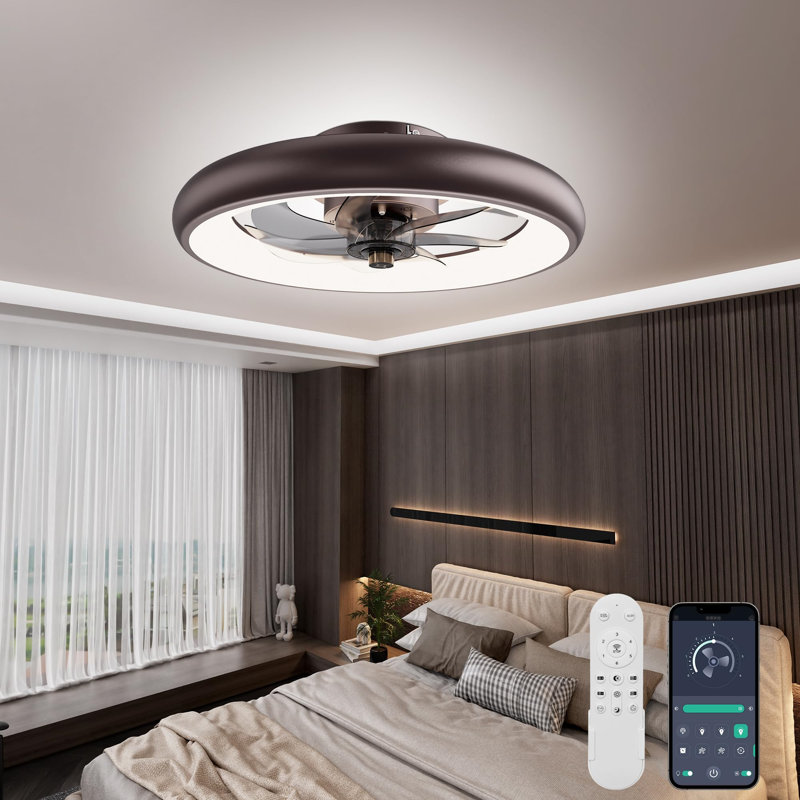 Ventilateur de plafond moderne 20 "avec lumières et télécommande, Brun