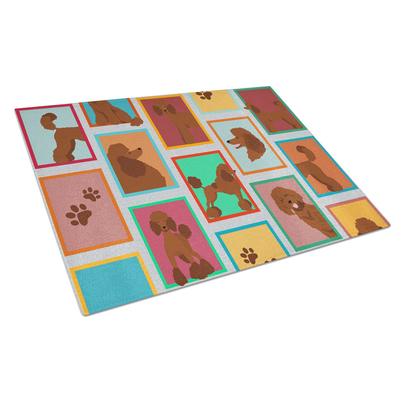 Lots of Chocolate Standard Poodle Glass Cutting Board Large
