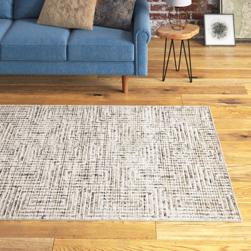 Ivory Geometric Hand-Knotted Wool Area Rug - 4' x 6'