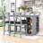 Devra 5-Piece Dining Set, Counter Height Wooden Table with 3-Tier Storage and Upholstered Chairs-1270613528
