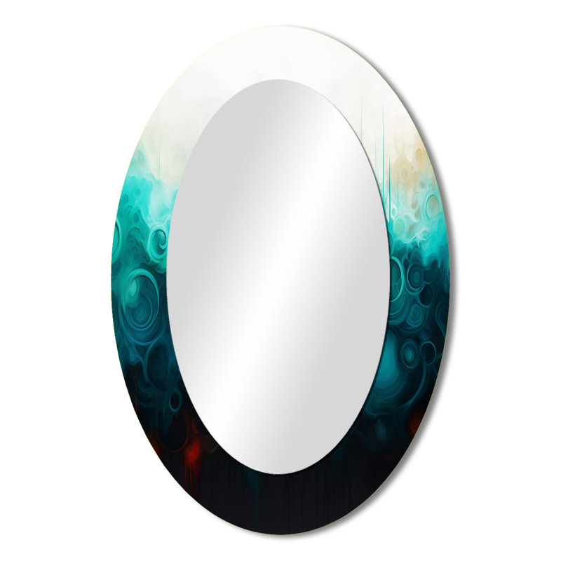 Miroir mural moderne bleu et noir à motif ondulé abstrait Medley IV, 36 po x 24 po