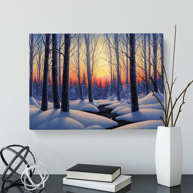 A Winter Forest Sunset - Wrapped Canvas Print, 50cm H x 76cm W x 3cm D