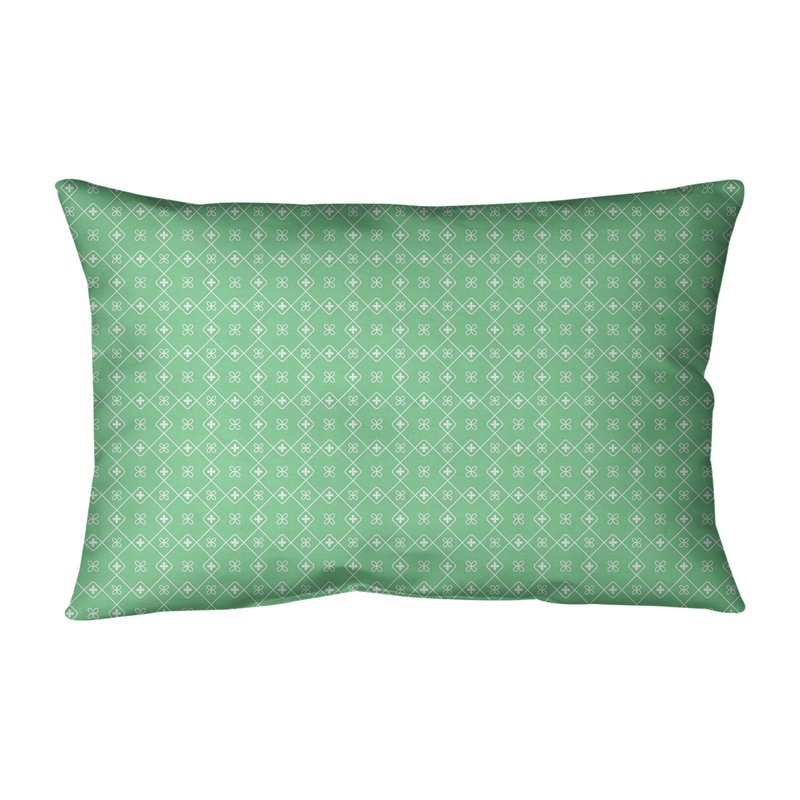 Coussin lombaire en coton Katelyn Elizabeth Doily, Bourre en polyester, Vert / blanc