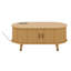 Table basse ovale cannelée de 42,5 po avec station de charge, table Mid-Century rétro avec porte tambour et pieds