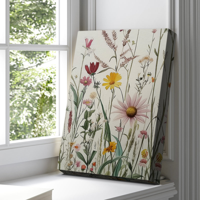 Floral, toile tendue avec châssis Lxxxvi - prête à être accrochée, H 18 po x l 12 po