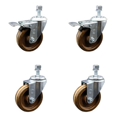 4 Inch High Temp Phenolic Wheel Swivel Â½ Inch Stem Caster Set 2 Total Lock Brake -  Service Caster, SCC-TSTTL20S414-PHRHT-121315-2-S-2