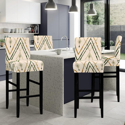 Jacquard Bar Chair Stool Cover - 4 Pack Stretch Chair Slipcover Pattern For Short Swivel Dining Chair-Counter Height Side Chairs
