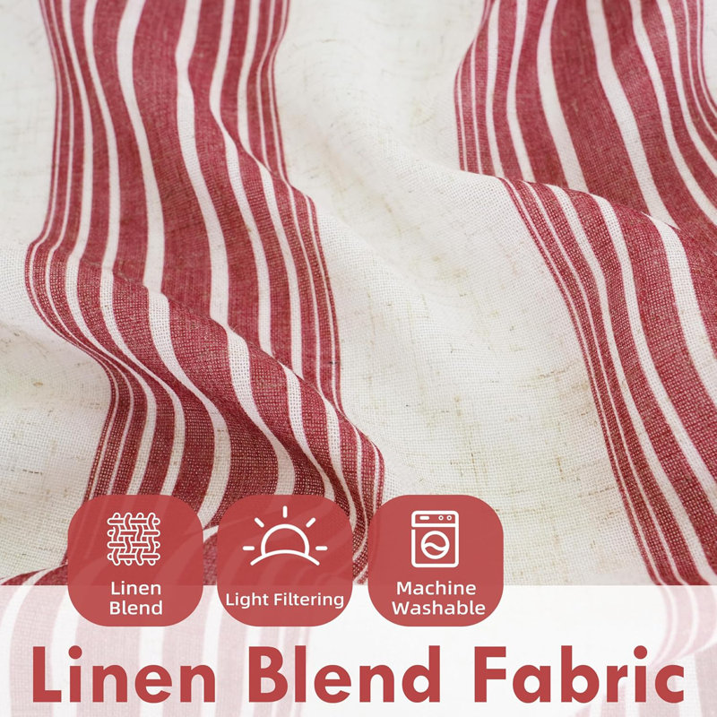 Rideaux semi-transparents avec passe-tringle Chris, L 52 po x L 84 po, Rouge