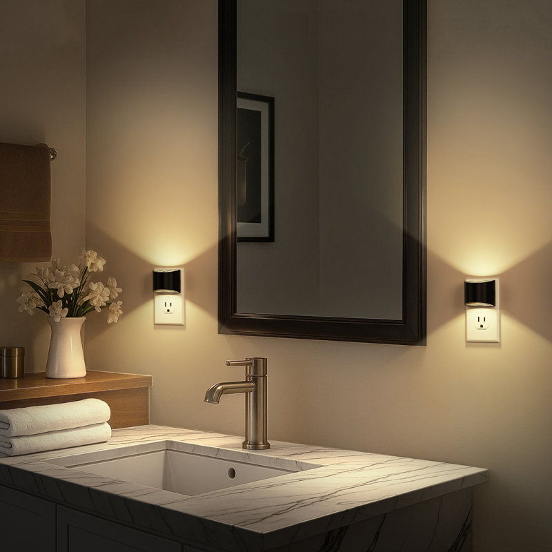 2 Pack Black 3CCT Night Light Amber To Cool White No Memory