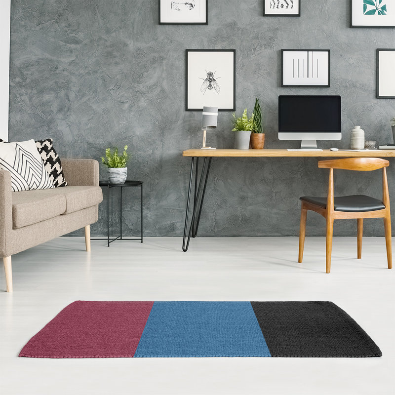 Tapis bleu à rayures de hockey national, Rectangle 9 pi x 12 pi