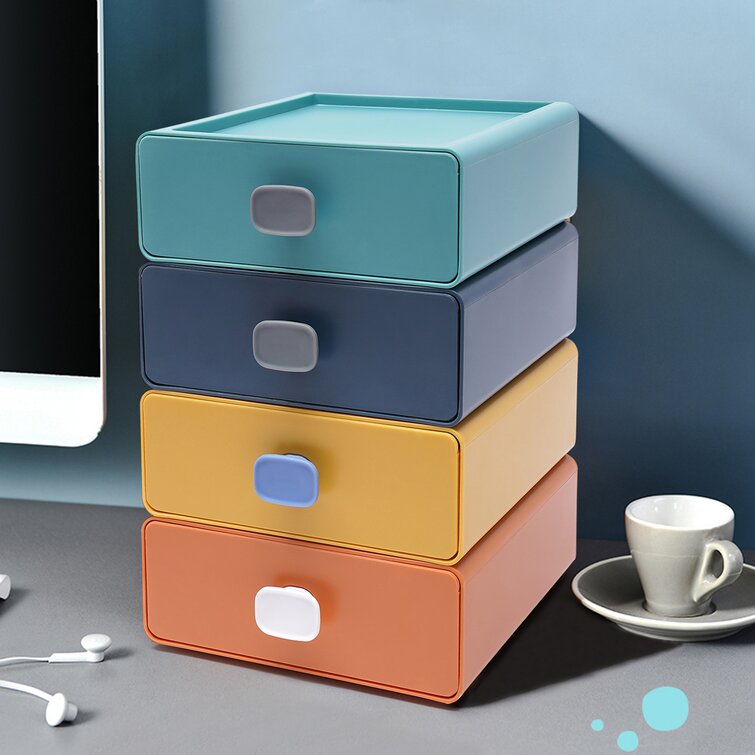 Jayd Plastic Stackable Desk Organizer with Drawers