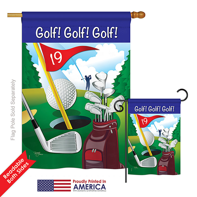 Golf! Ensemble de drapeaux en polyester 2 faces 40 x 28 po Centres d'intérêt Sports Impressions