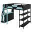 Lit mezzanine avec bureau de jeu, tablettes de rangement et éclairage DEL-534399886