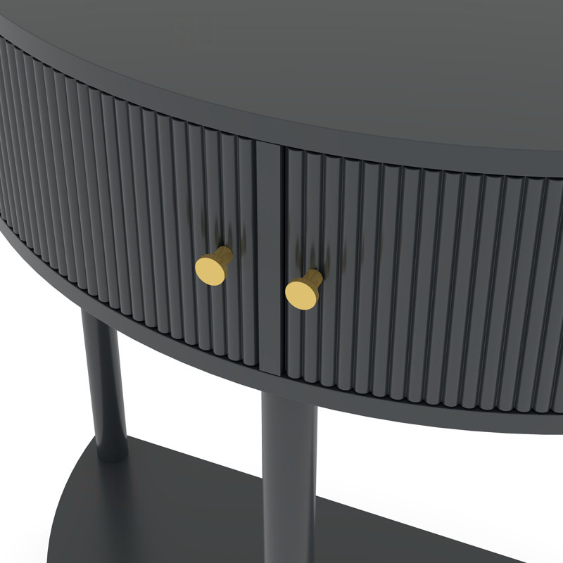Console demi-lune Artisan, Gris foncé